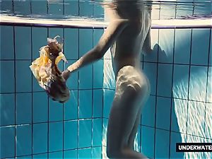 torrid humungous breasted teenager Lera swimming in the pool