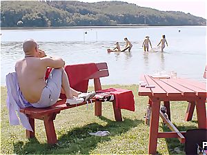 fortunate guy having a supreme time at the lake pt 1